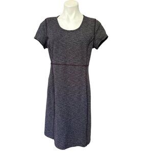 Duluth Trading Co NoGa Sheath Dress, Gray Black Stripes Women's Size M